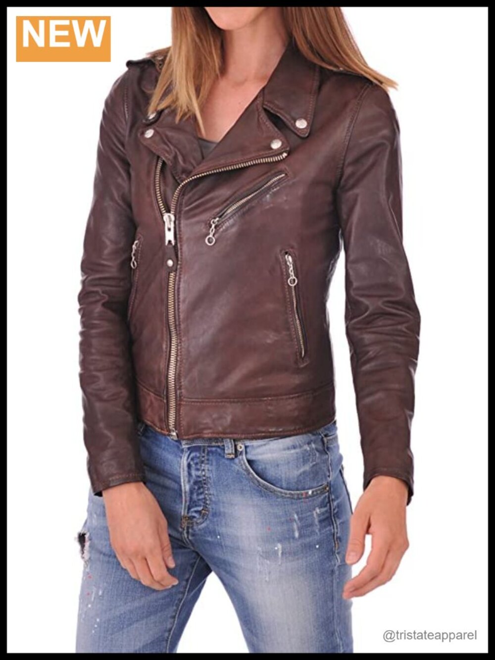 Genuine Lambskin Leather Moto Biker Jacket, Quilted, Soft, Stylish